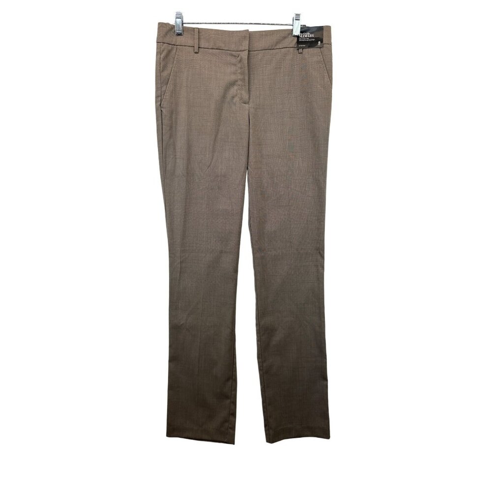 NY&C Womens Pants Sz 8 Tall Beige Crosby Slim Stretch City Modern NEW MSRP $47